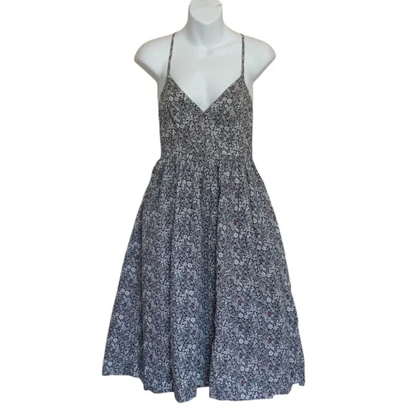 NWT J. Crew Liberty Fabrics June Meadow Floral Navy  Spaghetti Strap Midi Dress - Picture 5 of 10